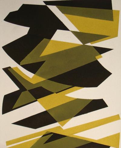 Silvano BOZZOLINI (d'après) - Composition abstraite, 1952 - Pochoir en couleurs gouache 2