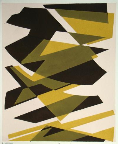 Silvano BOZZOLINI (d'après) - Composition abstraite, 1952 - Pochoir en couleurs gouache 2