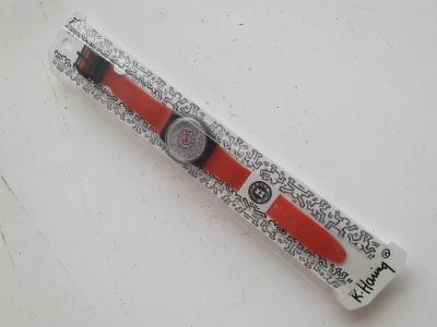 Swatch - Montre-bracelet Keith Haring Running Time rouge, 1992 2
