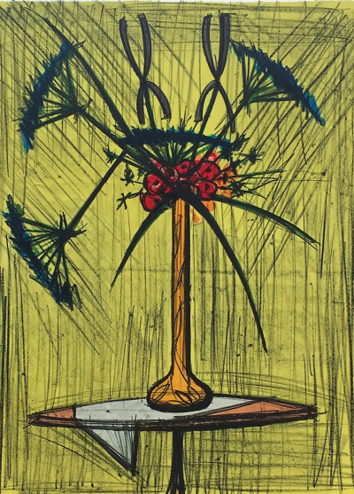 Bernard Buffet - Ombelles et Iris, circa 1990 - Lithographie originale, signée au crayon 2