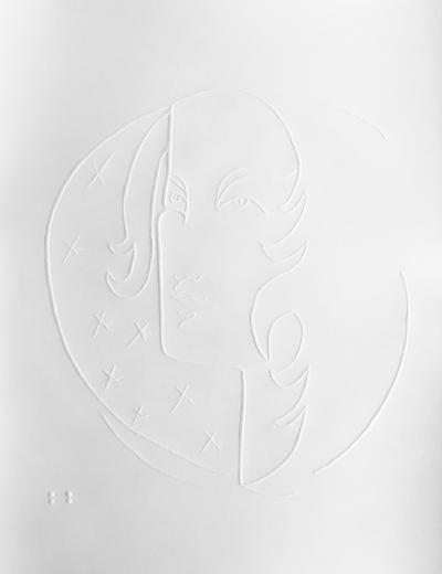 Jean COCTEAU (d’après) - Portrait, Circa 1960, Gaufrage original