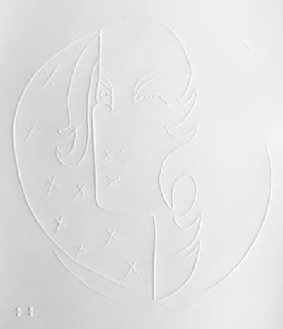 Jean COCTEAU (d’après) - Portrait, Circa 1960, Gaufrage original 2