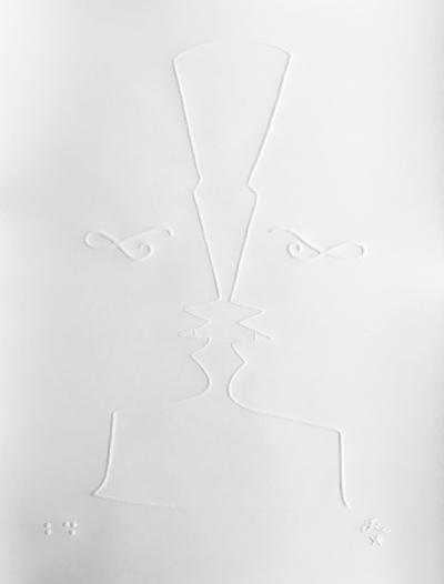 Jean COCTEAU (d’après) - Double profil, Circa 1960, Gaufrage original signé