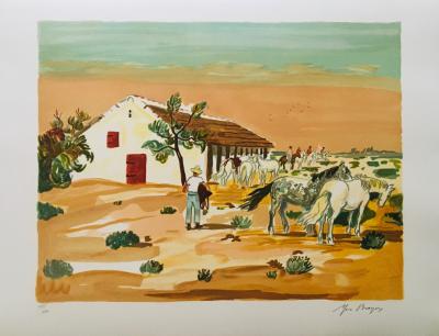 Yves BRAYER - Ecurie à Cacharel, 1973 - Lithographie signée au crayon 2