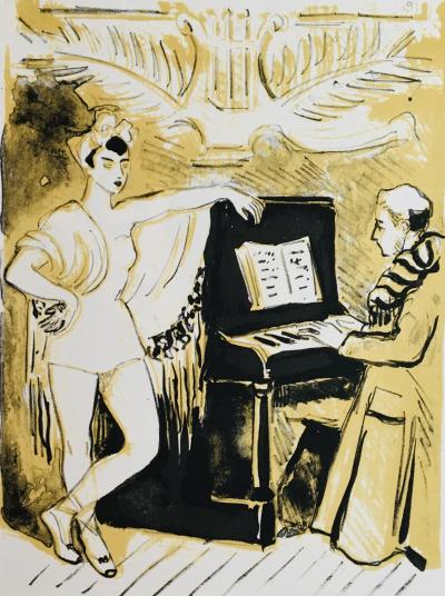 Yves BRAYER - Le pianiste au foyer de la danse, 1969 - Lithographie signée au crayon 2