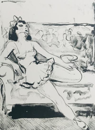 Yves BRAYER - Danseuse au canapé, 1969 - Lithographie signée au crayon 2