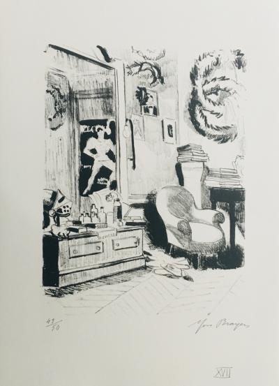 Yves BRAYER - La loge de Serge Lifar, 1969 - Lithographie signée au crayon 2