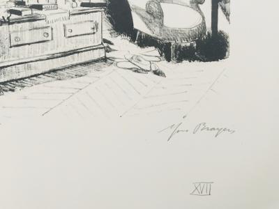 Yves BRAYER - La loge de Serge Lifar, 1969 - Lithographie signée au crayon 2