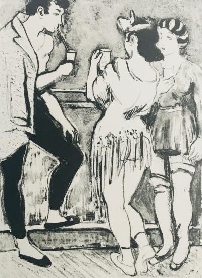 Yves BRAYER - Le bar des artistes, 1969 - Lithographie signée au crayon 2