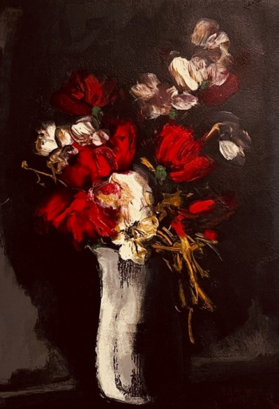Maurice de Vlaminck - Vase de fleurs sur fond noir - Héliogravure d’interprétation en couleurs, signée 2