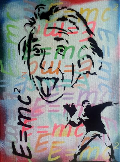 SPACO - Anarchy Einstein & Banksy, 2025 - Peinture pop street art 2
