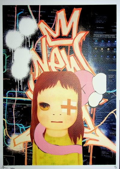 Death NYC - Pink Graffiti and Nara - Sérigraphie originale signée 2