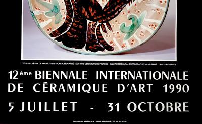 Pablo Picasso, affiche originale, 1990, Biennale Vallauris, Tête de chèvre 2