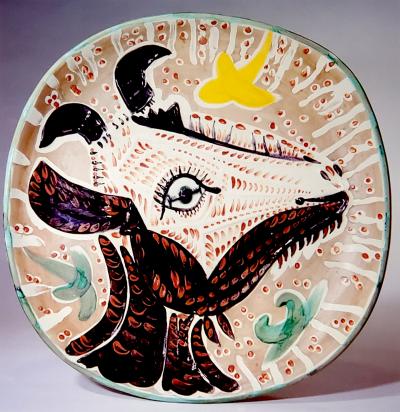 Pablo Picasso, affiche originale, 1990, Biennale Vallauris, Tête de chèvre 2