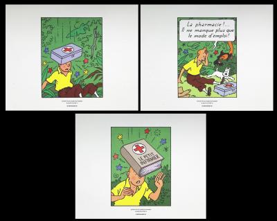 HERGE : Les cigares du Pharaon, 2011, 3 lithographies Ex Libris 2