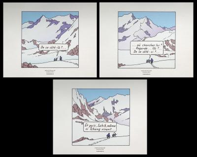 HERGE : Tintin au Tibet, 2010, 3 lithographies Ex Libris