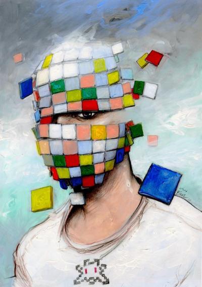 Enki Bilal - Portrait de Space Invader, 2023 - Sérigraphie signée par les deux artistes 2