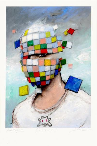 Enki Bilal - Portrait de Space Invader, 2023 - Sérigraphie signée par les deux artistes 2