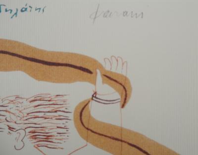 Alekos FASSIANOS : Homme élégant à vélo, Lithographie signée 2
