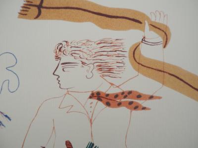 Alekos FASSIANOS : Homme élégant à vélo, Lithographie signée 2
