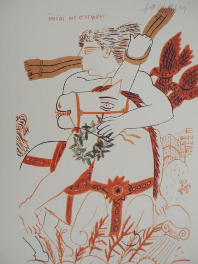 Alekos FASSIANOS : Jeux Olympiques, le cavalier victorieux, Lithographie signée 2