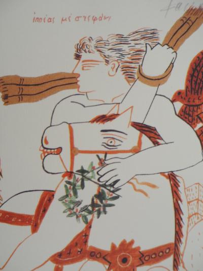 Alekos FASSIANOS : Jeux Olympiques, le cavalier victorieux, Lithographie signée 2