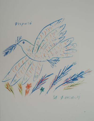 Alekos FASSIANOS : Colombe de la Paix, Lithographie signée