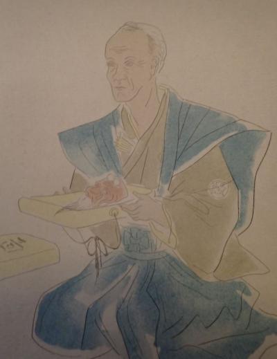 Léonard Foujita - Le sage, 1927 - Eau-forte coloris de Jacomet 2