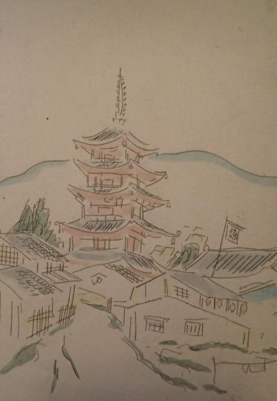 Léonard Foujita - Le sanctuaire, 1927 - Eau-forte coloris de Jacomet 2