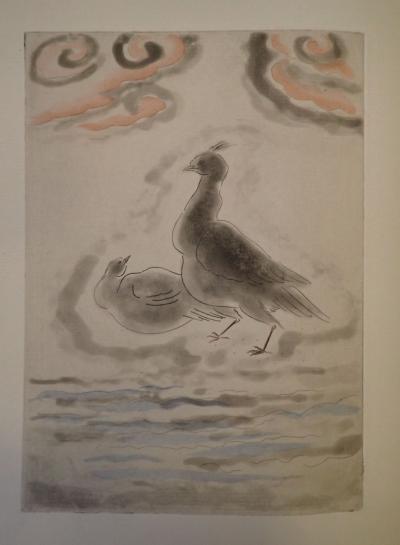 Léonard Foujita - L’oiseau noir, 1927 - Eau-forte coloris de Jacomet