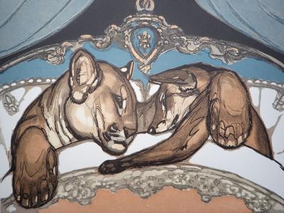 Paul JOUVE - L’amour du lion et du renard - Gravure sur bois 2
