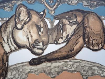 Paul JOUVE - L’amour du lion et du renard - Gravure sur bois 2