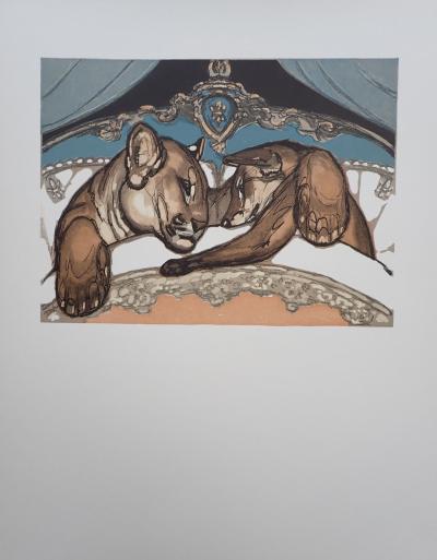 Paul JOUVE - L’amour du lion et du renard - Gravure sur bois 2