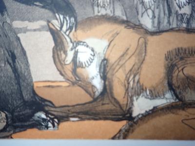 Paul JOUVE - Le blaireau et le renard - Gravure sur bois 2