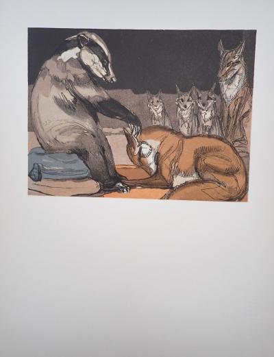 Paul JOUVE - Le blaireau et le renard - Gravure sur bois 2