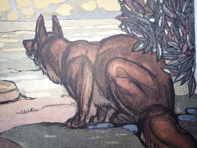Paul JOUVE - Le renard et le corbeau - Gravure sur bois 2