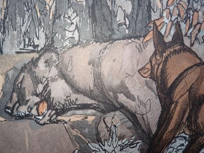 Paul JOUVE - Le renard et le rechigné - Gravure sur bois 2
