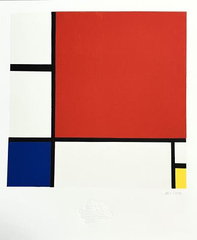 Piet MONDRIAN - "Composición II en rojo, azul y amarillo" n.º 1930, litografía 2