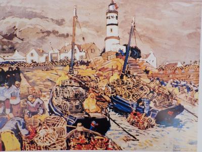 Mathurin Meheut (d’après) - Homardiers devant Men-Brial à l’île de Sein - Affiche 2