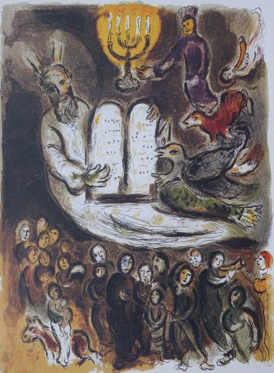 Marc CHAGALL : Moïse et les tables de la loi, Lithographie signée 2