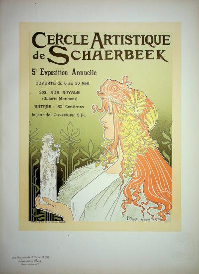 Henri PRIVAT-LIVEMONT : Art Nouveau : Muse, 1897 - Lithographie originale signée 2