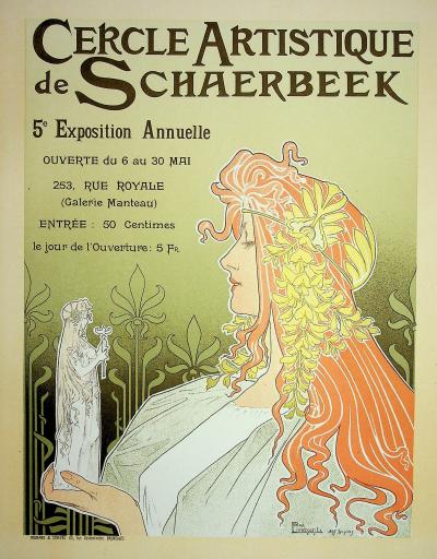 Henri PRIVAT-LIVEMONT : Art Nouveau : Muse, 1897 - Lithographie originale signée 2