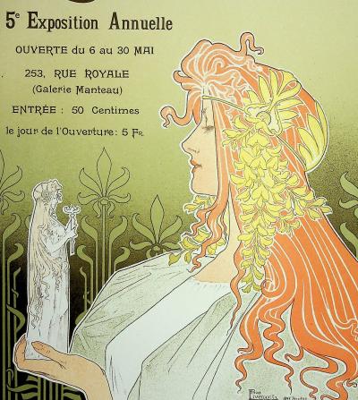 Henri PRIVAT-LIVEMONT : Art Nouveau : Muse, 1897 - Lithographie originale signée 2