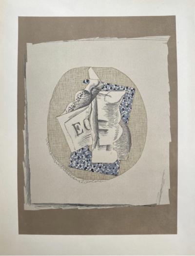 Georges BRAQUE - Verre et Journal, 1914, lithographie 2