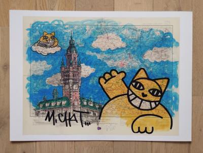 M Chat(1977) - Lille - Le chat et le beffroi - sérigraphie - 2022 2