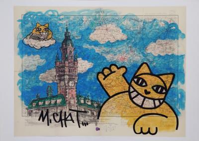 M Chat(1977) - Lille - Le chat et le beffroi - sérigraphie - 2022 2