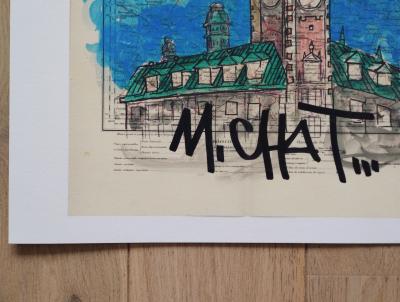M Chat(1977) - Lille - Le chat et le beffroi - sérigraphie - 2022 2