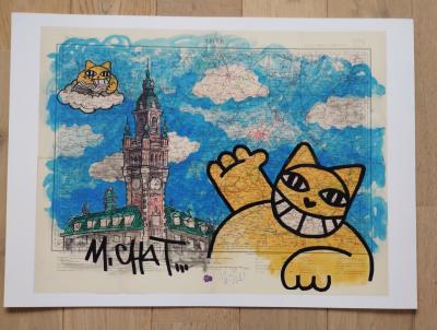 M Chat(1977) - Lille - Le chat et le beffroi - sérigraphie - 2022 2
