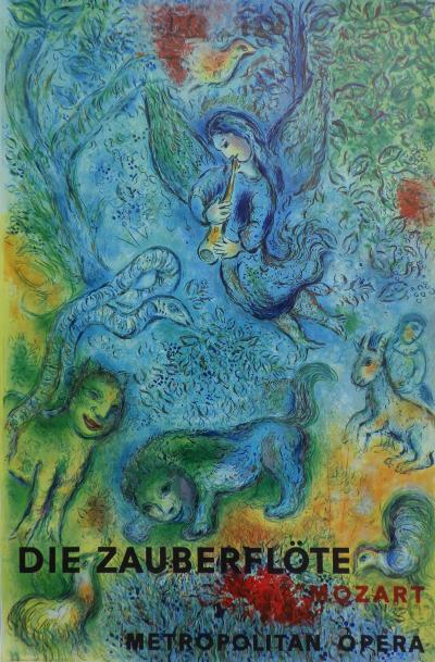 Marc CHAGALL : La flûte enchantée, AFFICHE ORIGINALE d’époque #Metropolitan Opera New York - Mozart