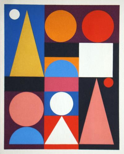 Auguste HERBIN - Composition sur le mot Jaune, 1949 - Sérigraphie originale en couleurs 2